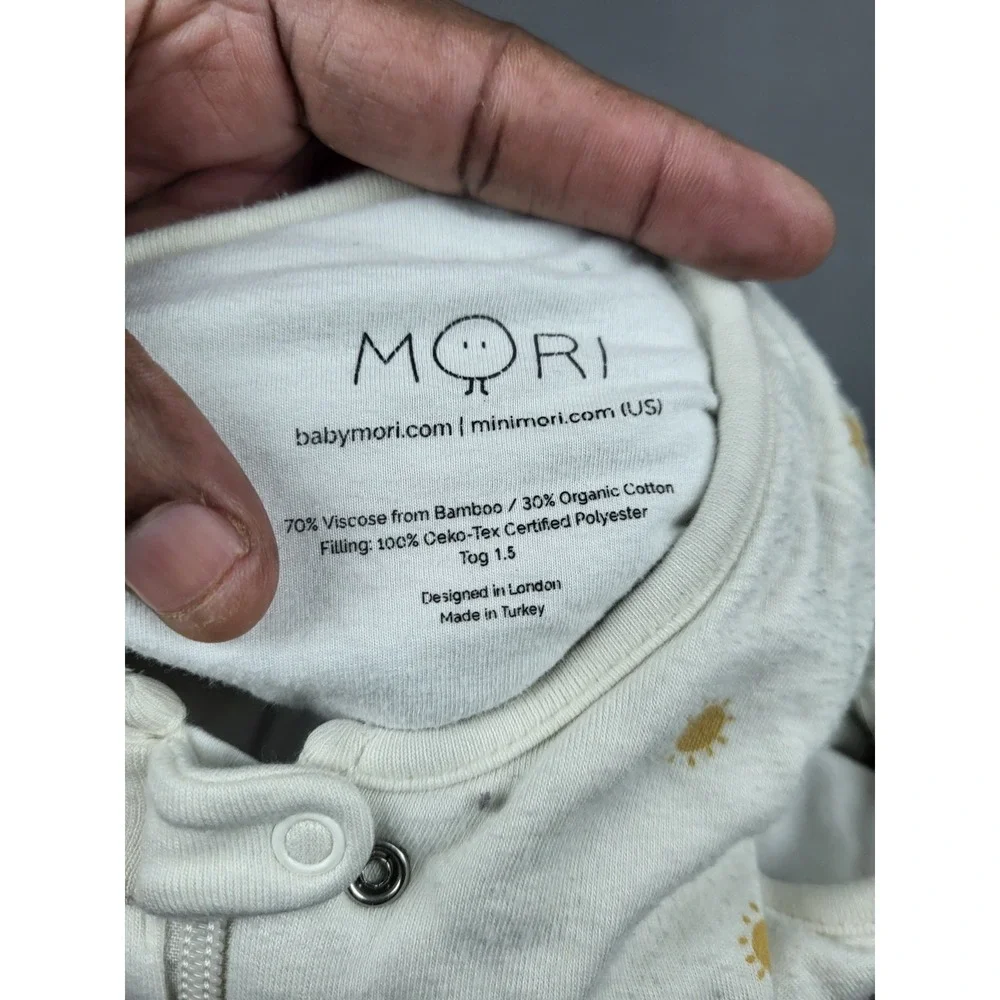 Mori Sleep Sack Baby 2 4Yr White Rayon Bamboo Full Zip AOP Sun‎ Design Light
